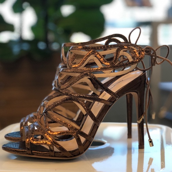 Alexandre Birman Melody Strappy Heels in Bronze 37 - Picture 2 of 7